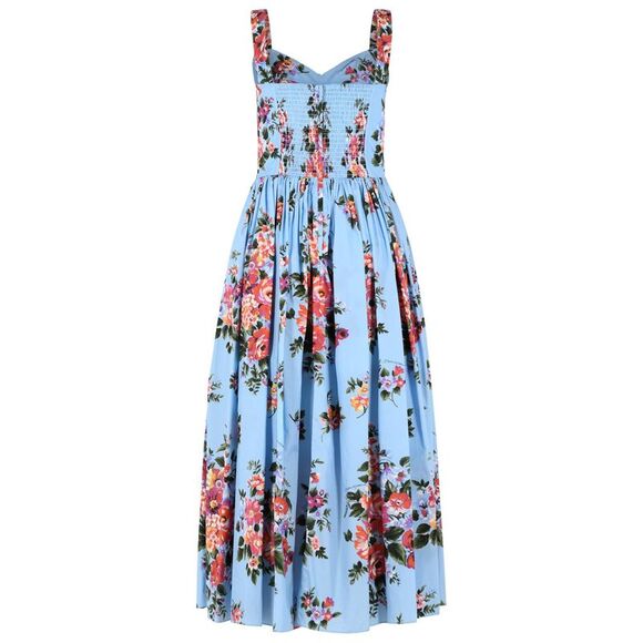 Dolce & Gabbana Floral Dress In Light Blue Cotton Women - Picture 3 of 3